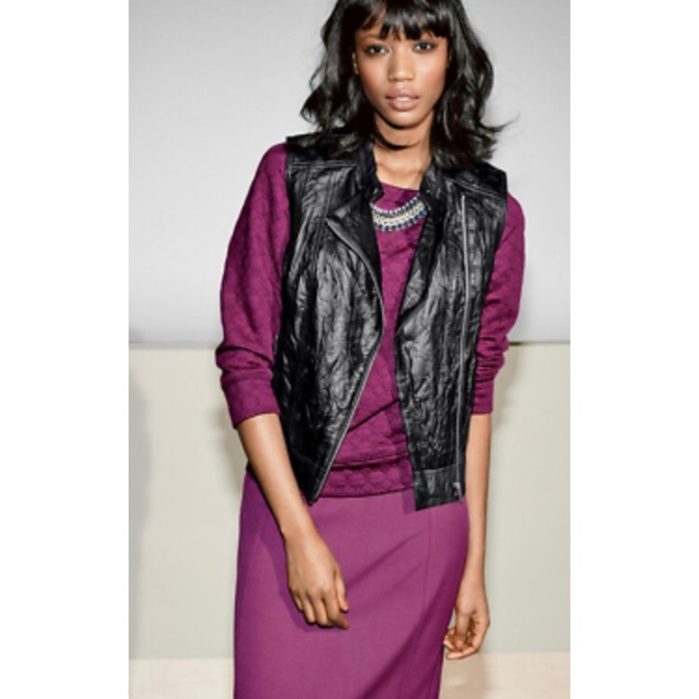 Halogen Black Leather Moto Vest